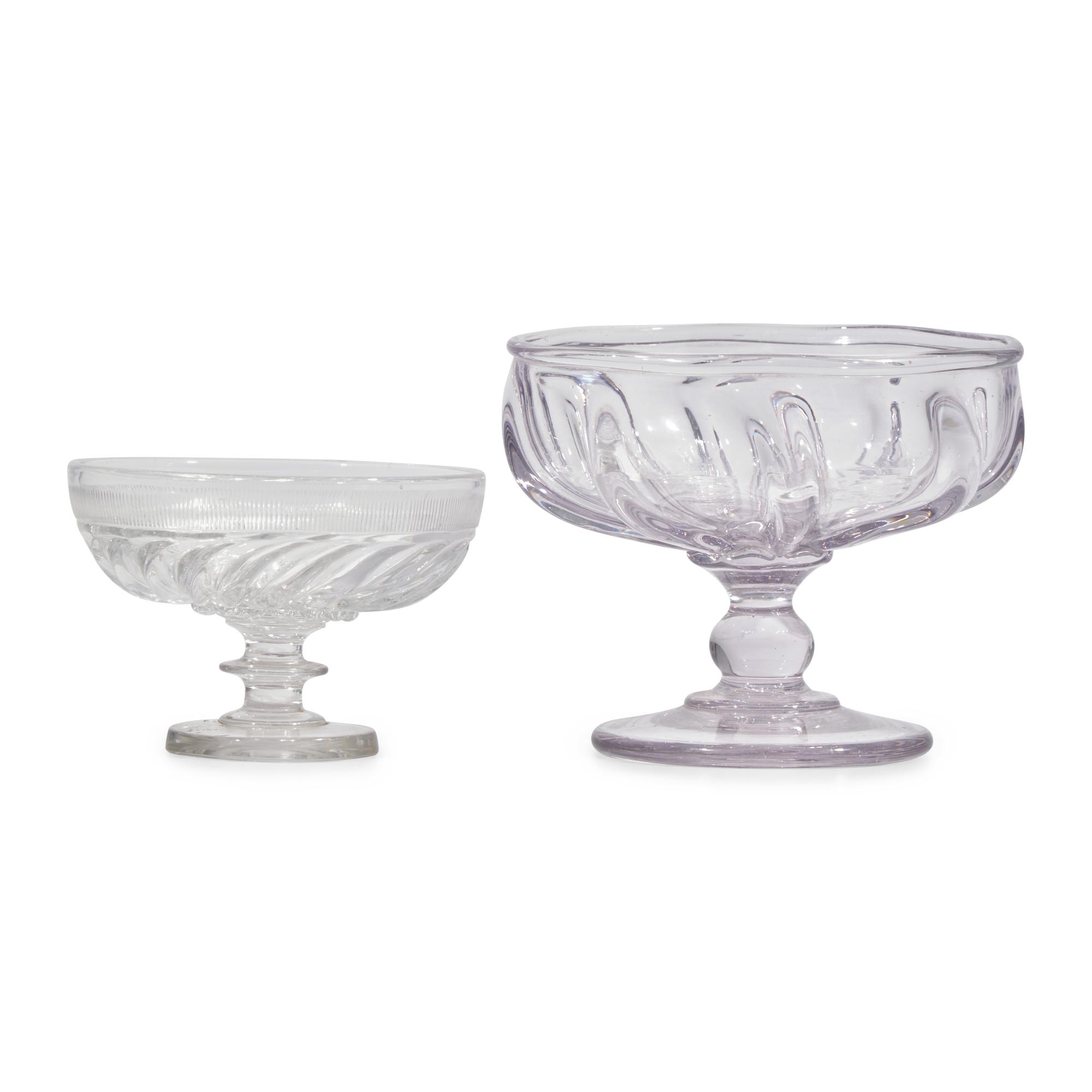 Two Molded Flint Glass Footed Compotes