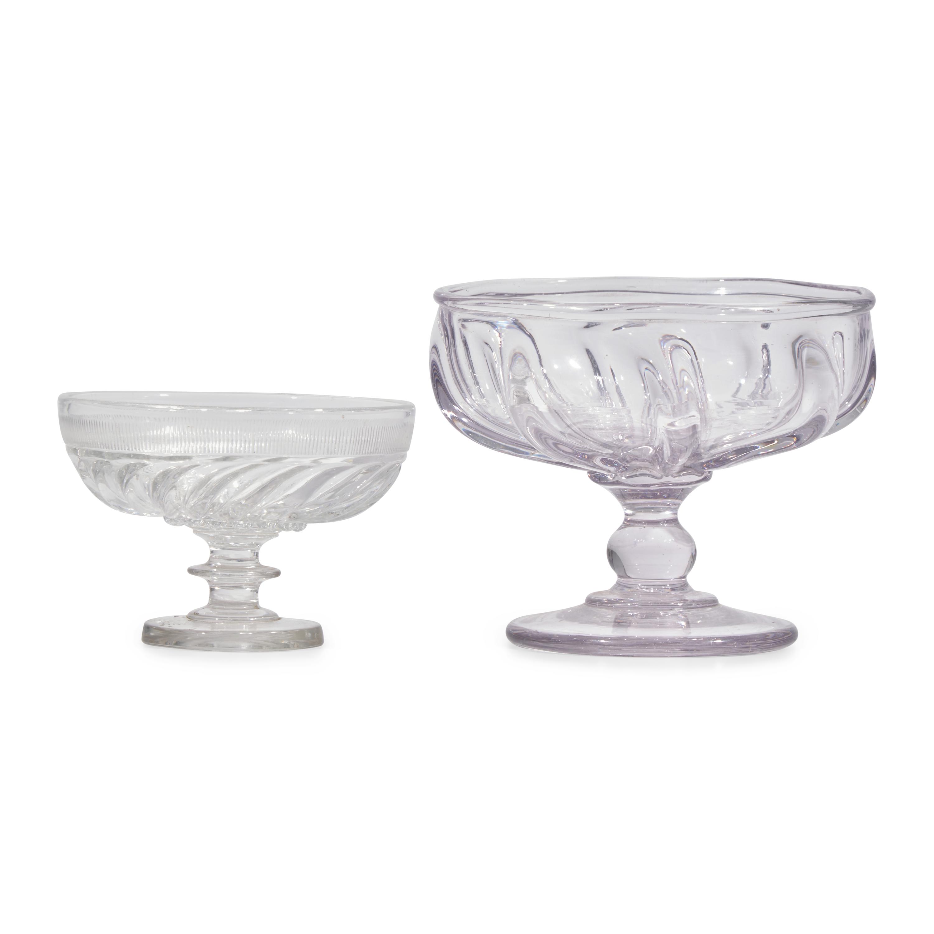 Two Molded Flint Glass Footed Compotes