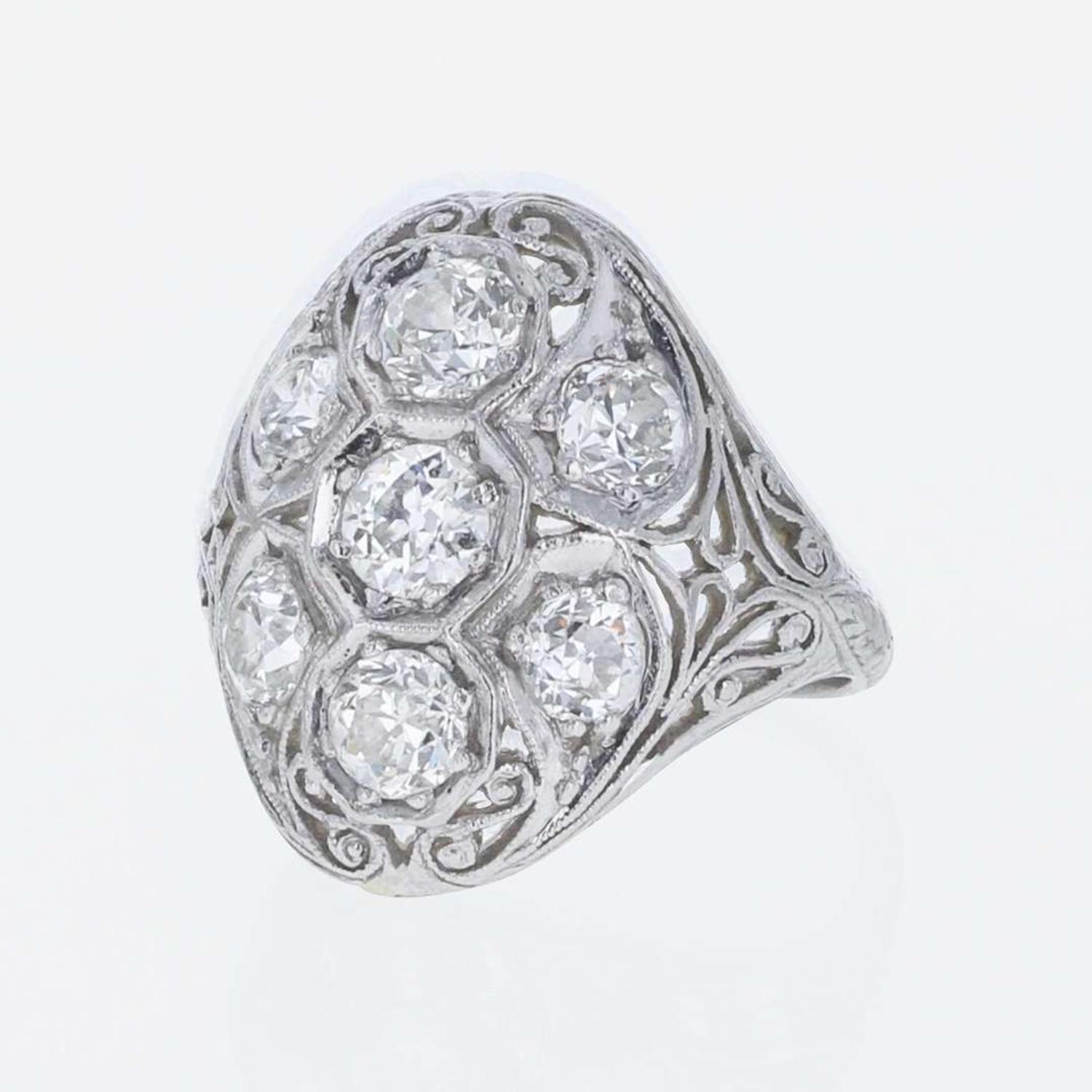 An Art Deco Platinum and Diamond Ring