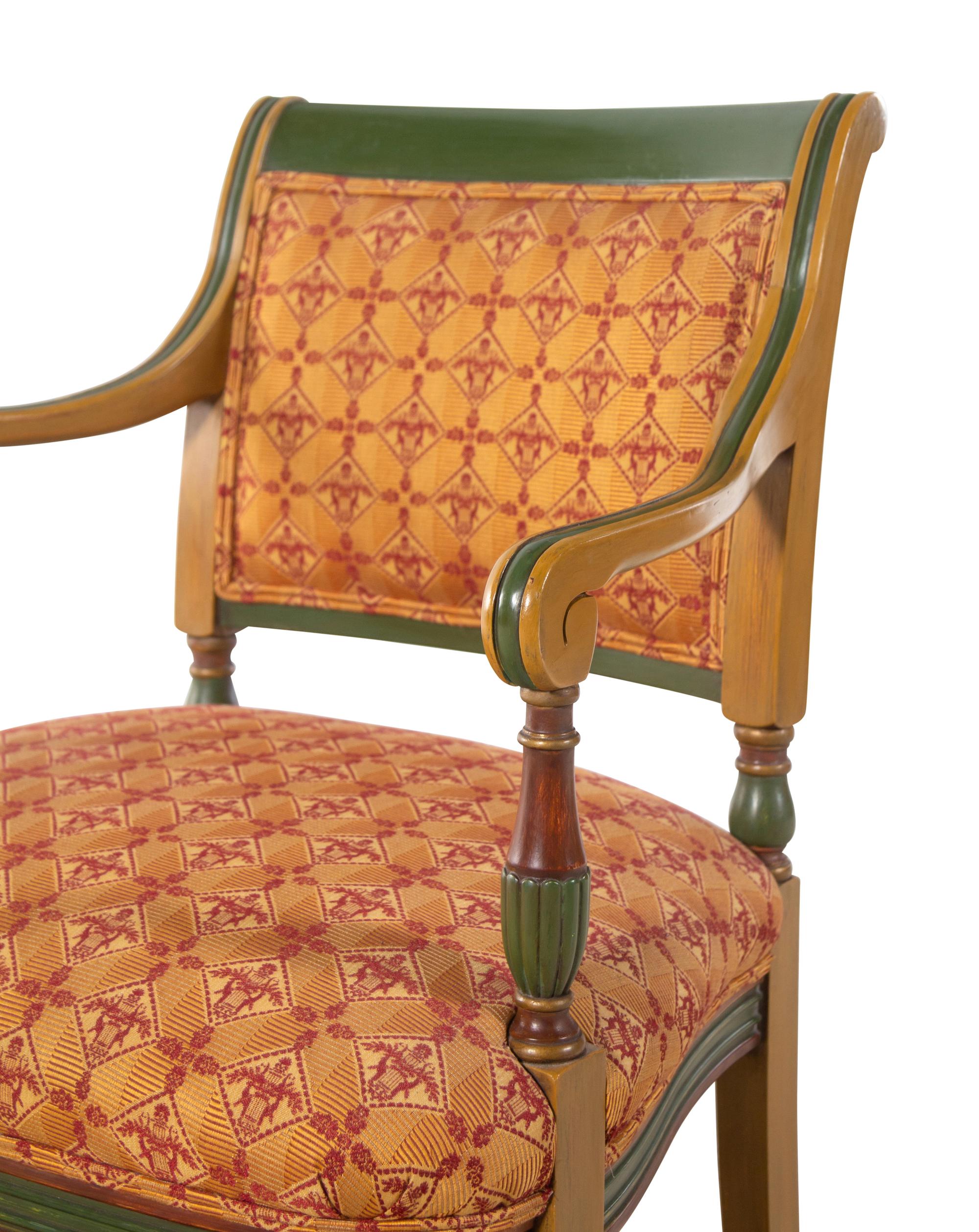 A Pair of Neoclassical Style Painted Armchairs