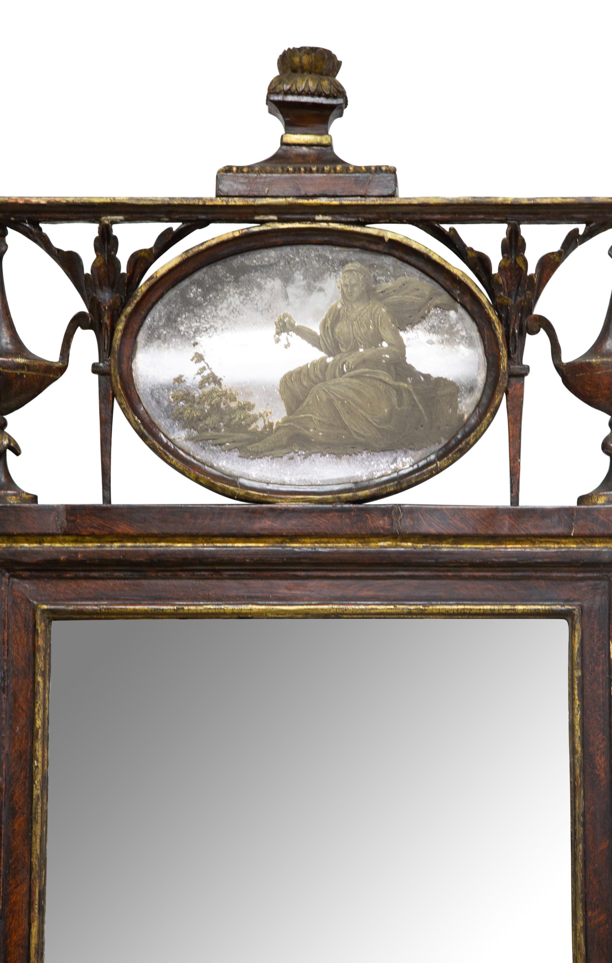 A North Italian Neoclassical Gilt Decorated and Grain-Painted Mirror