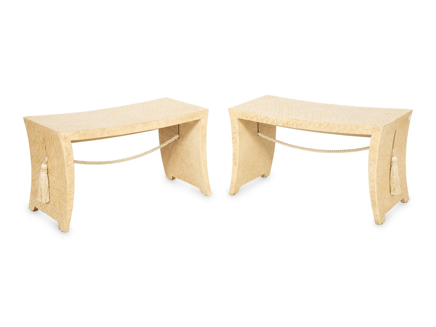 A Pair of Tassle Benches by Thomas Pheasant for Baker Furniture