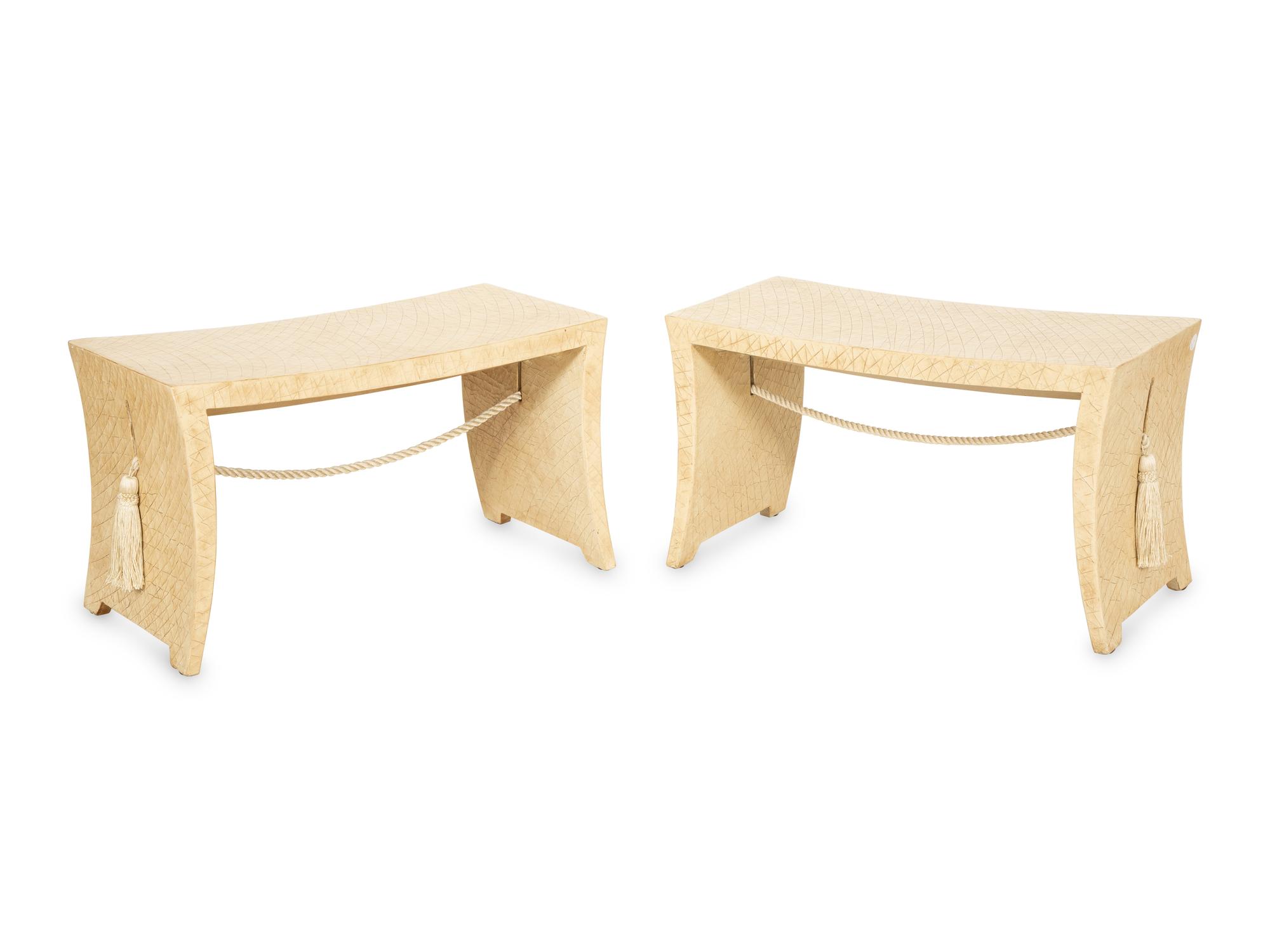A Pair of Tassle Benches by Thomas Pheasant for Baker Furniture
