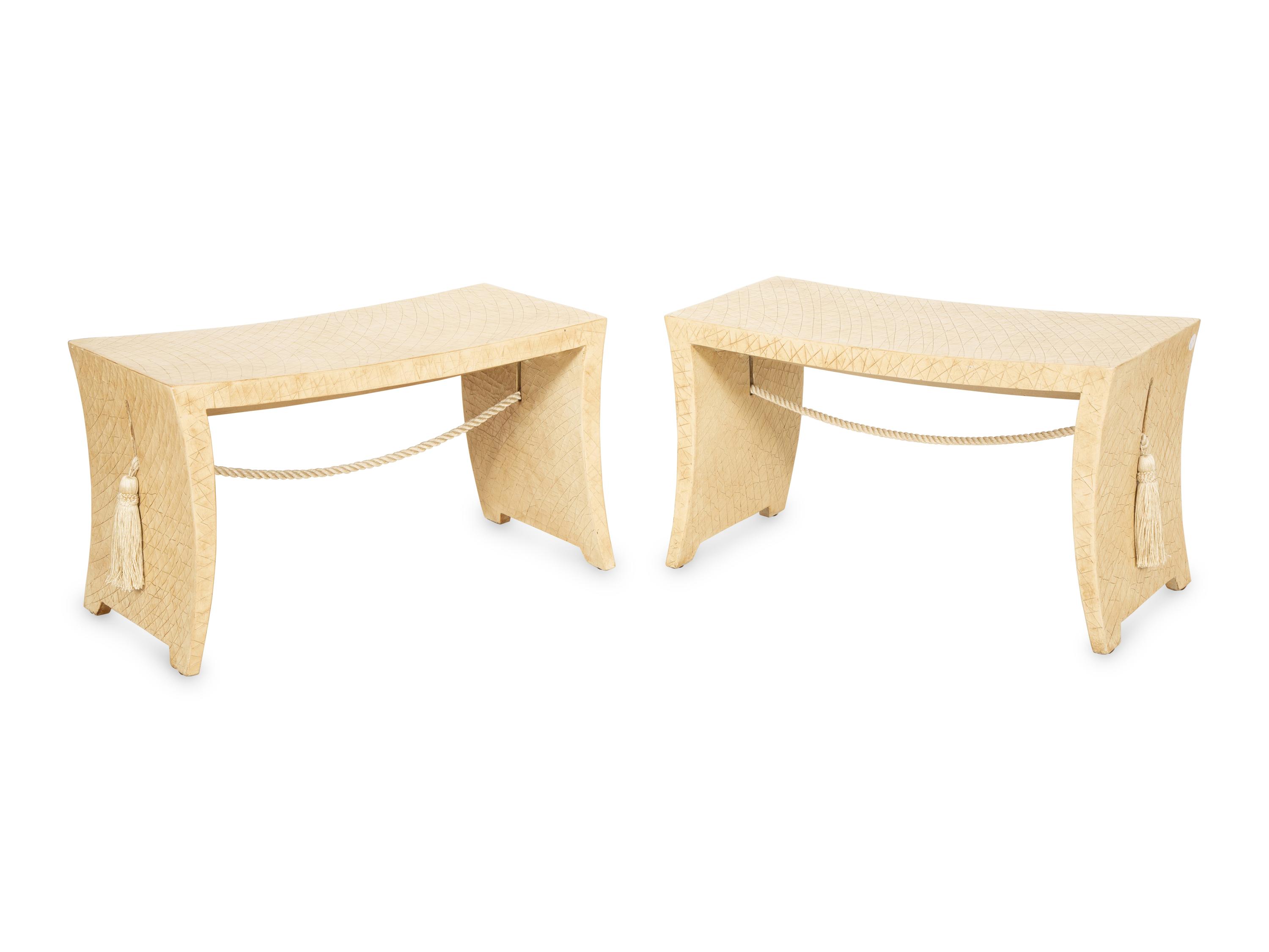 A Pair of Tassle Benches by Thomas Pheasant for Baker Furniture