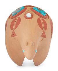 Red and Sienna Pottery Bear, with Turquoise