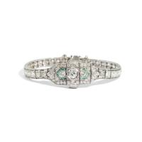 ART DECO, EMERALD AND DIAMOND BRACELET