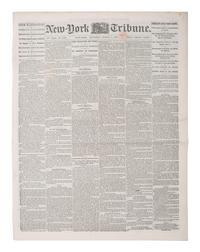 [CIVIL WAR]. New York Daily Tribune . Vol. XXII, No. 6838. New York, 5 March 1862. Featuring Frederick Douglass's call to arms to African Americans to join the military and fight for the Union cause.