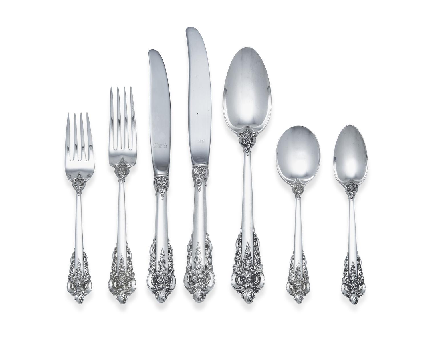 A Wallace Silversmiths Grand Baroque Silver Flatware Service