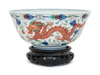 A Wucai 'Dragon and Phoenix' Porcelain Bowl