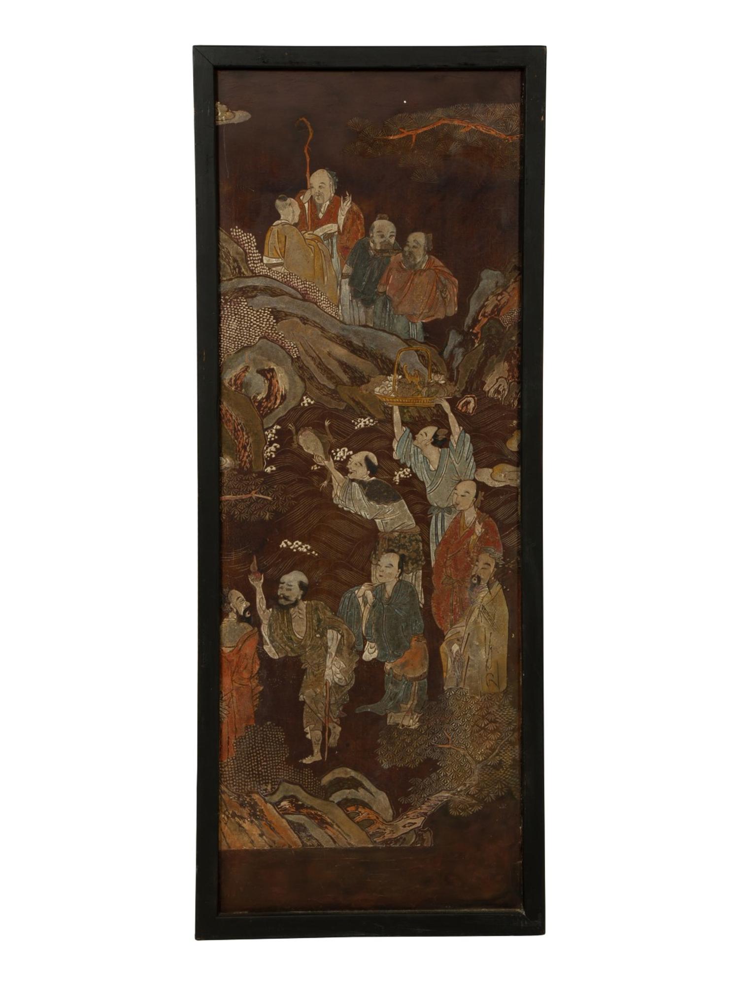 Seven Chinese Framed Lacquer Panels — 19TH CENTURY