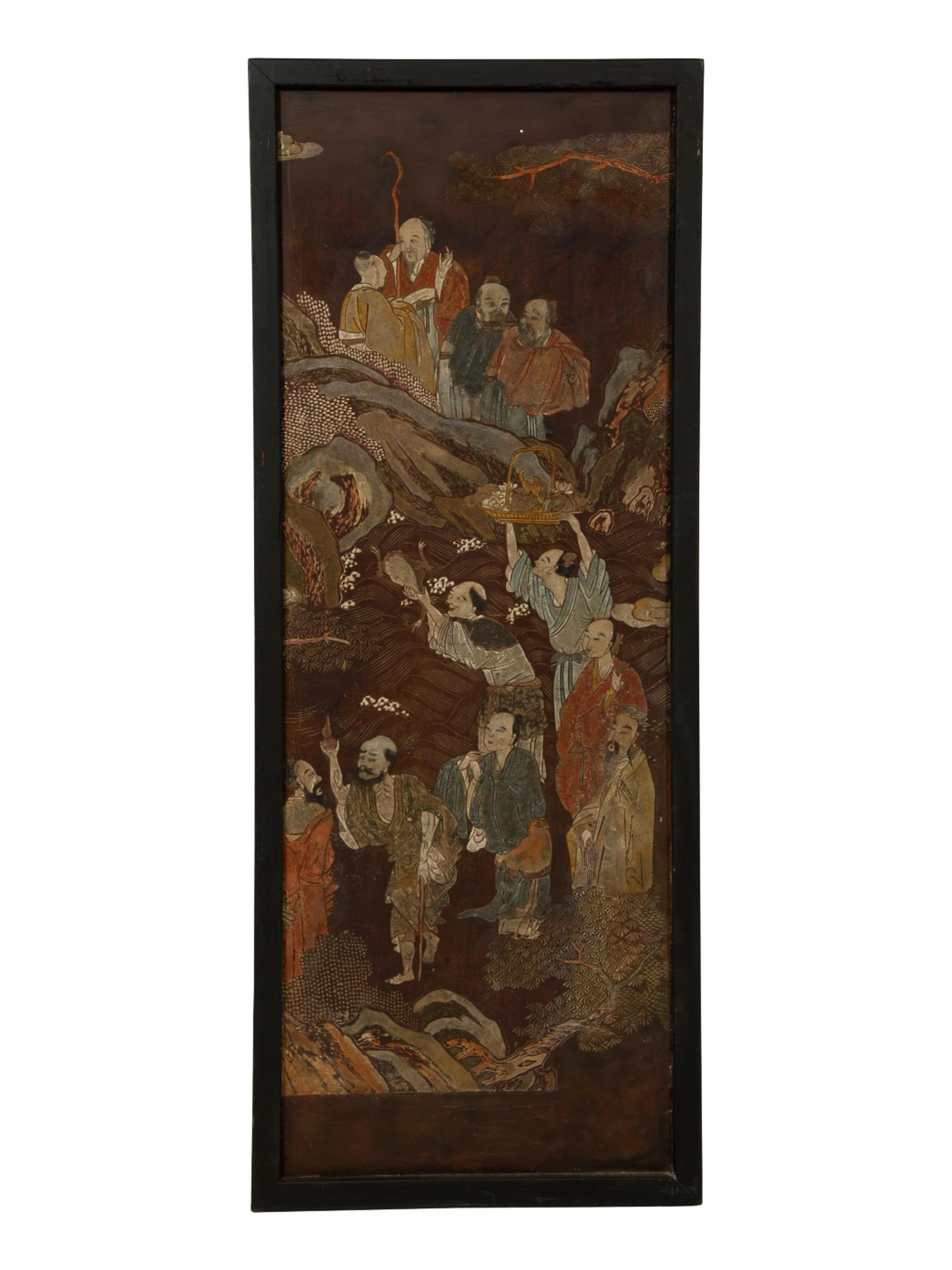 Seven Chinese Framed Lacquer Panels — 19TH CENTURY