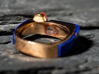 18K Gold, Lapis, and Coral Ring