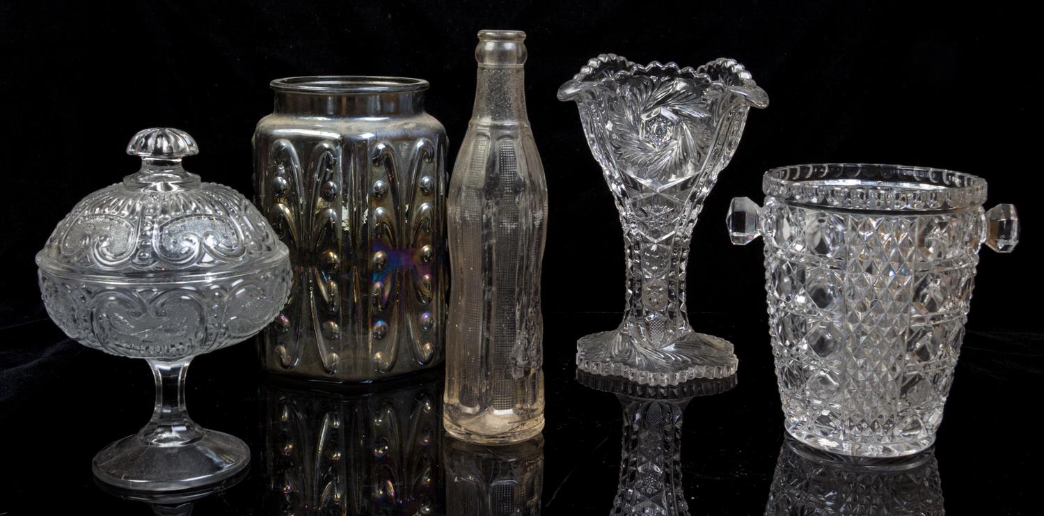 A Collection of American Glass Articles Height of tallest 8 1/4 inches.