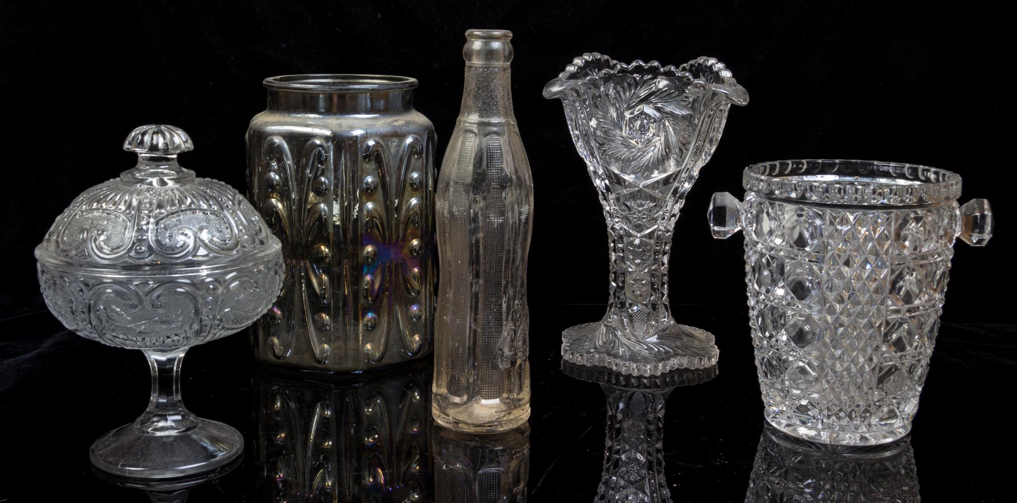 A Collection of American Glass Articles Height of tallest 8 1/4 inches.