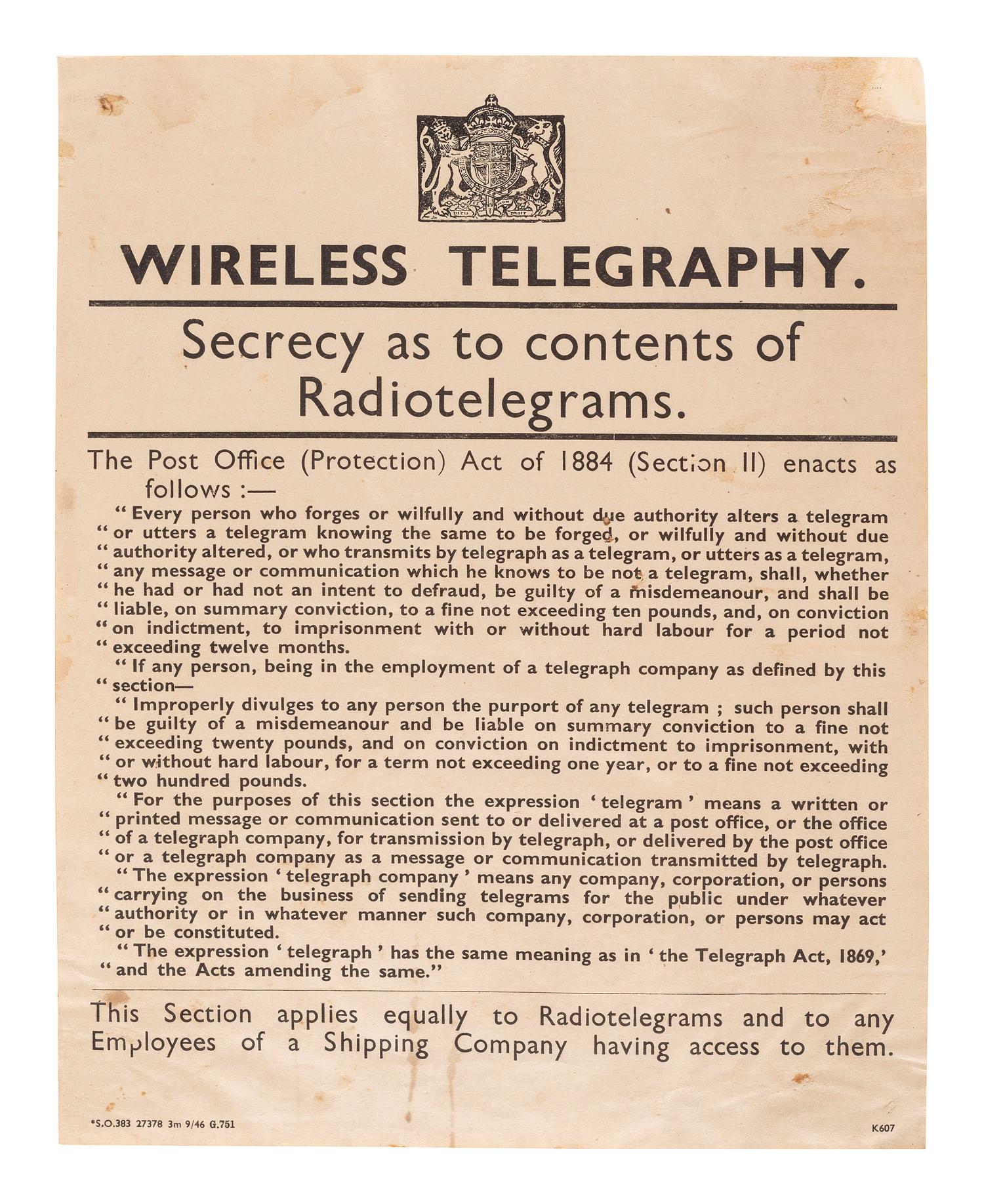 [SCIENCE & TECHNOLOGY]. A group of 2 telegraphy-related items, comprising:
