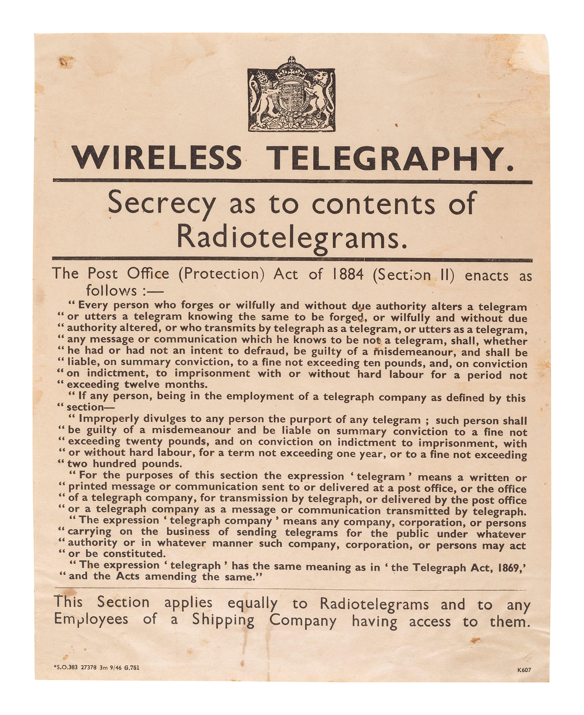 [SCIENCE & TECHNOLOGY]. A group of 2 telegraphy-related items, comprising: