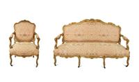 A Louis XV Style Giltwood Sofa and Pair of Fauteuils — EARLY 20TH CENTURY