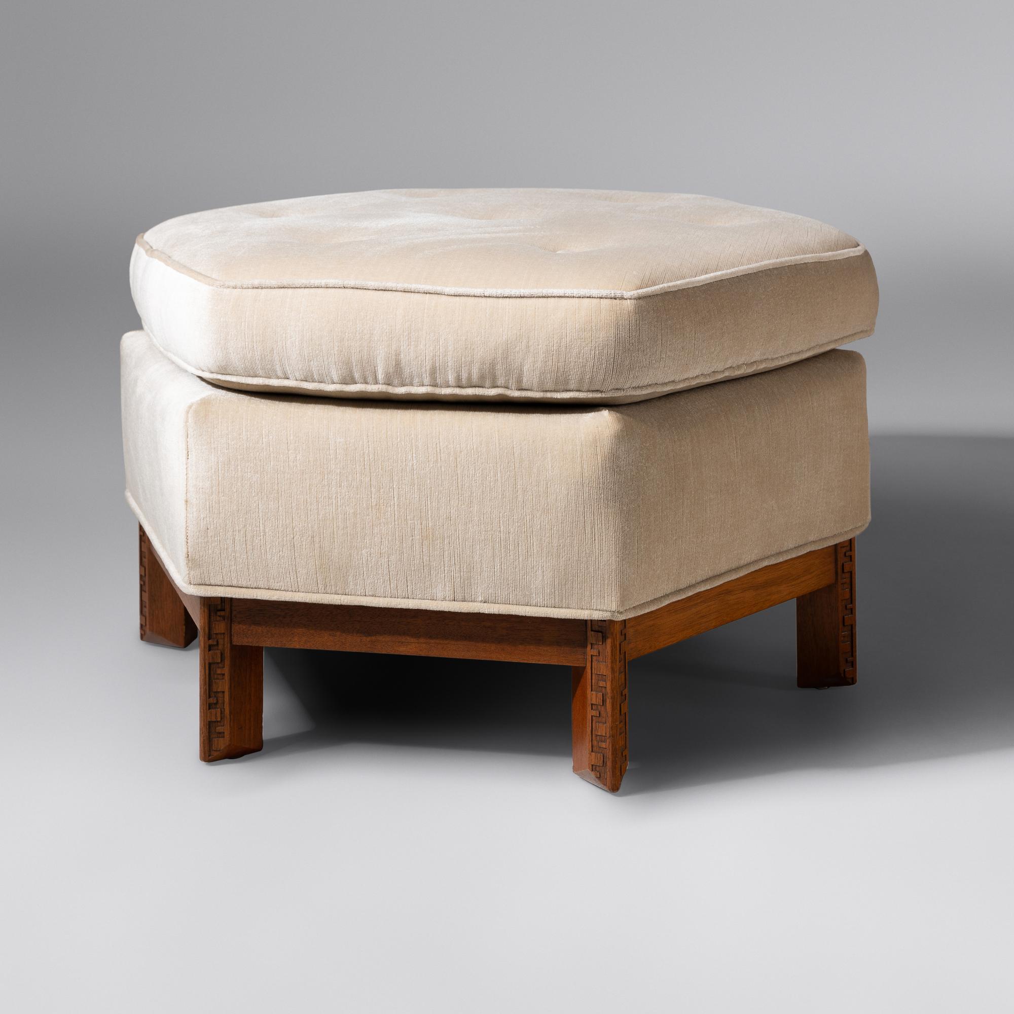 Taliesin hexagonal ottomans, three, c. 1955 Heritage Henredon USA
