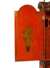 A George I Style Red, Gilt and Polychrome Japanned Bureau Cabinet