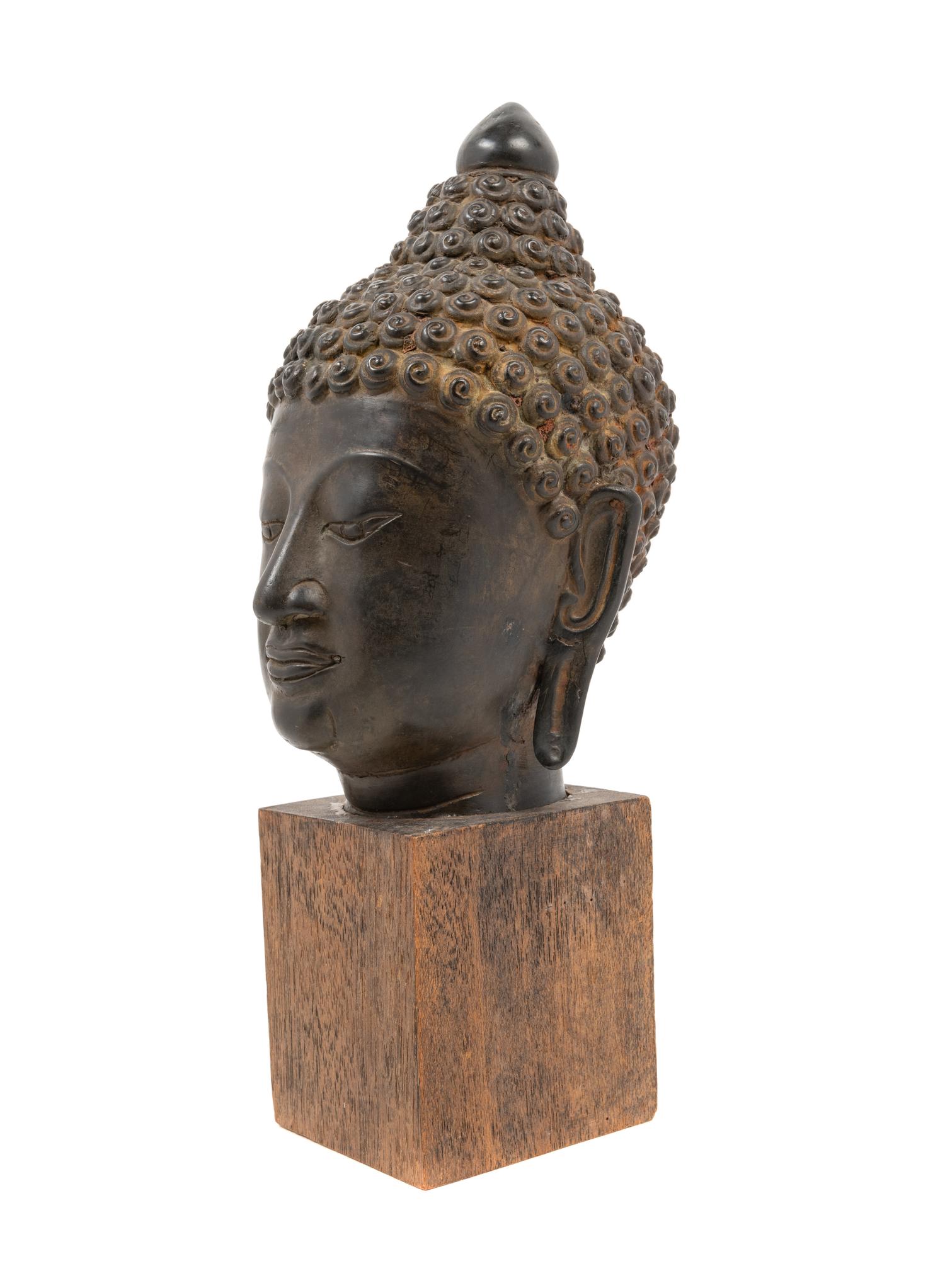 A Thai Bronze Head of Buddha