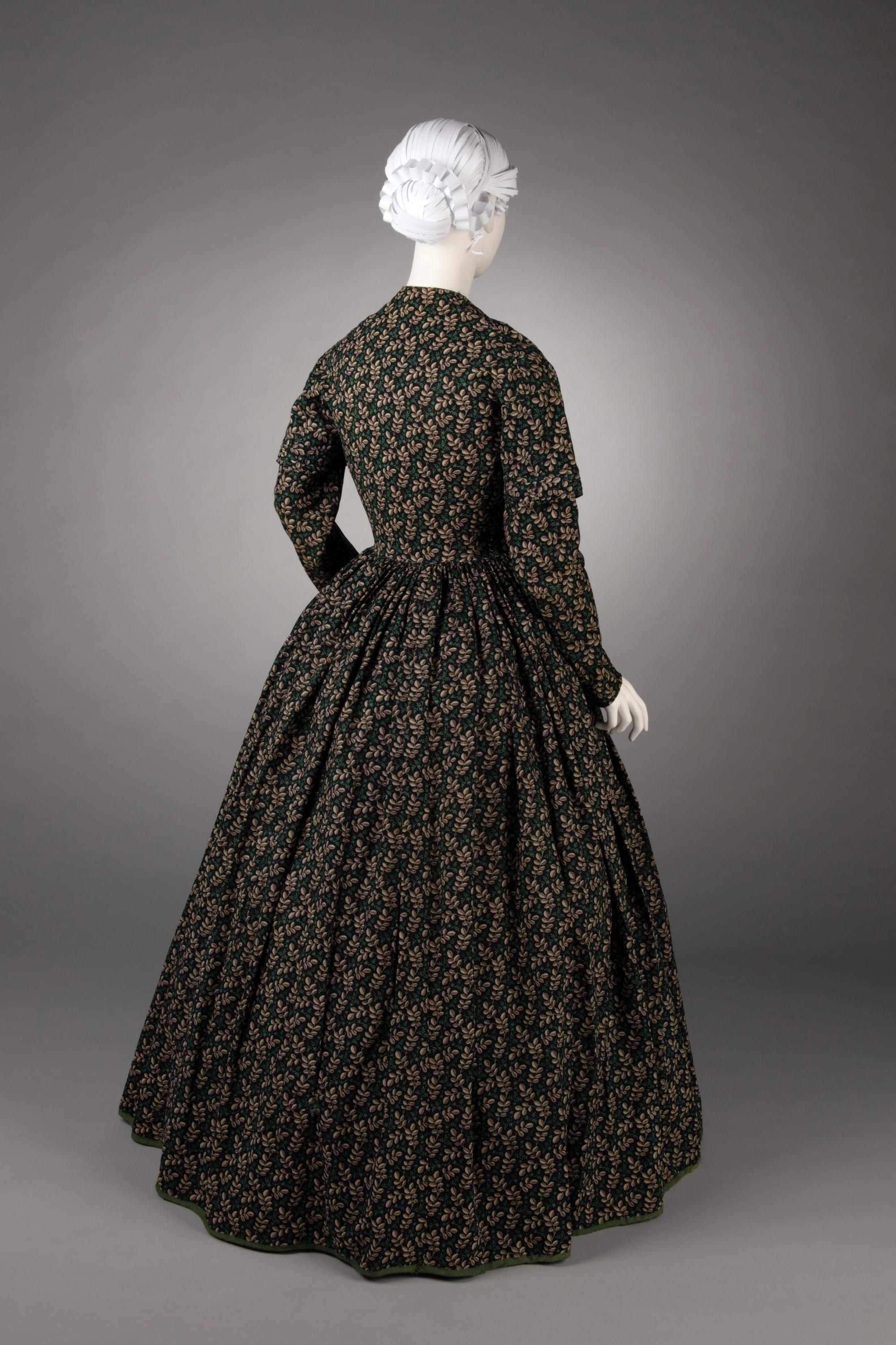 Printed Wool Day Dress, 1840s