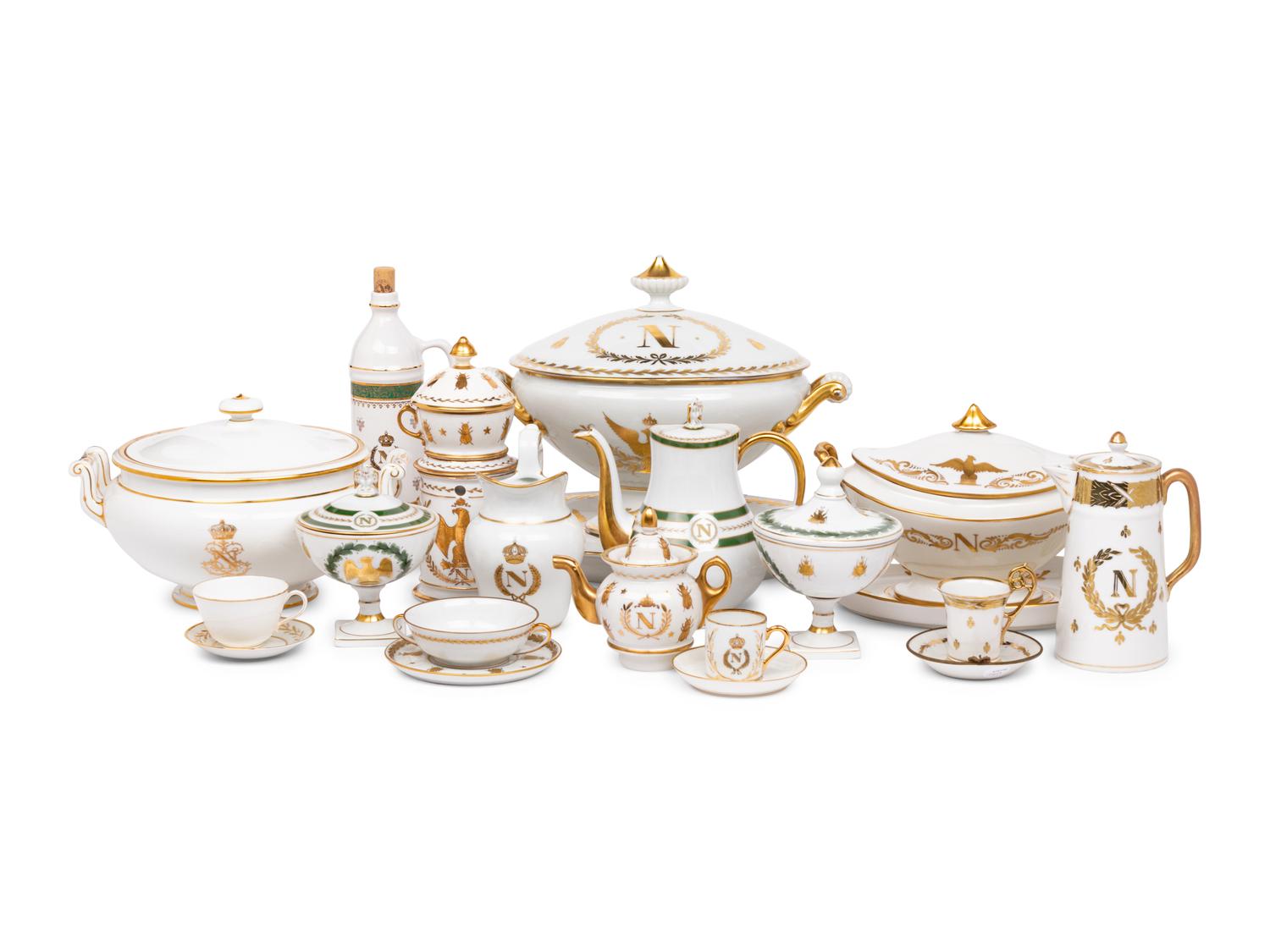 An Assembled Collection of Continental Porcelain Napoleonic Tableware