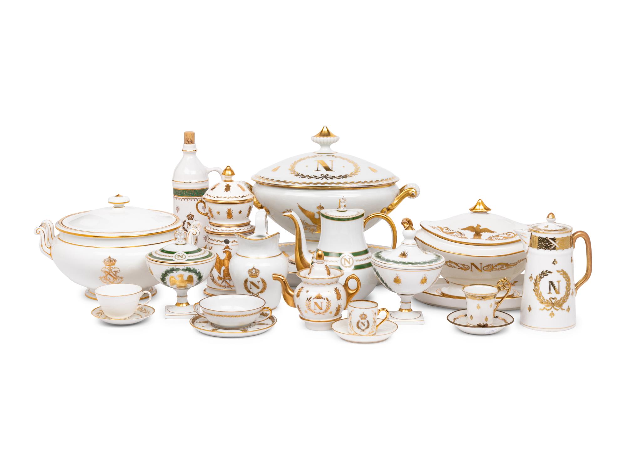 An Assembled Collection of Continental Porcelain Napoleonic Tableware