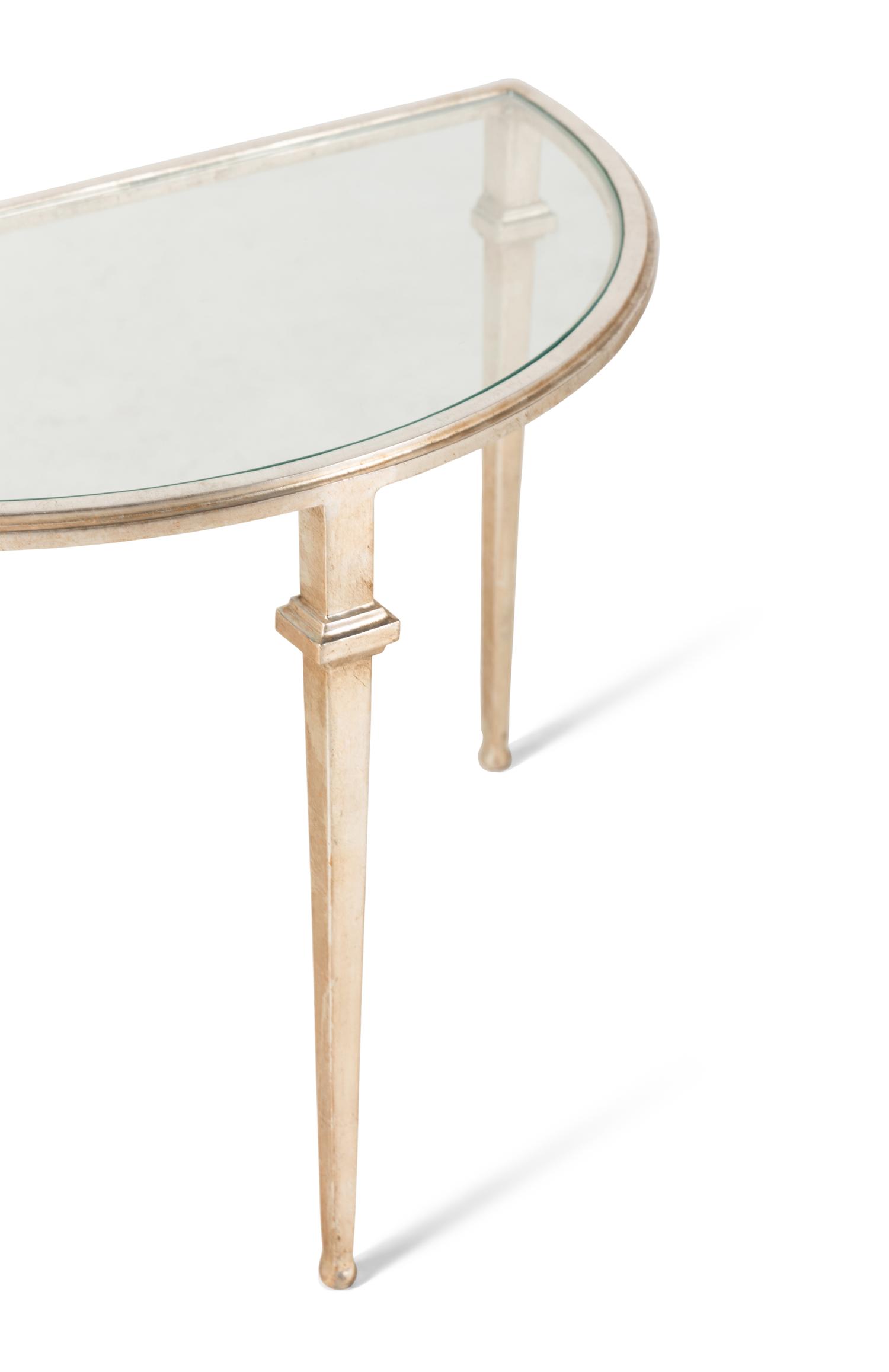 A Pair of Nancy Corzine Silvered Metal Guerlain Three-Part Low Tables