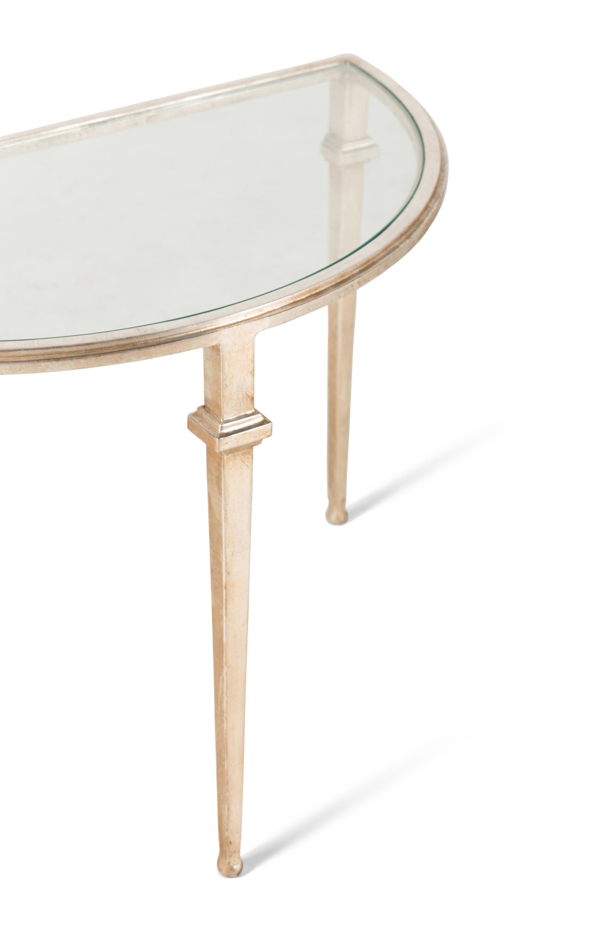 A Pair of Nancy Corzine Silvered Metal Guerlain Three-Part Low Tables