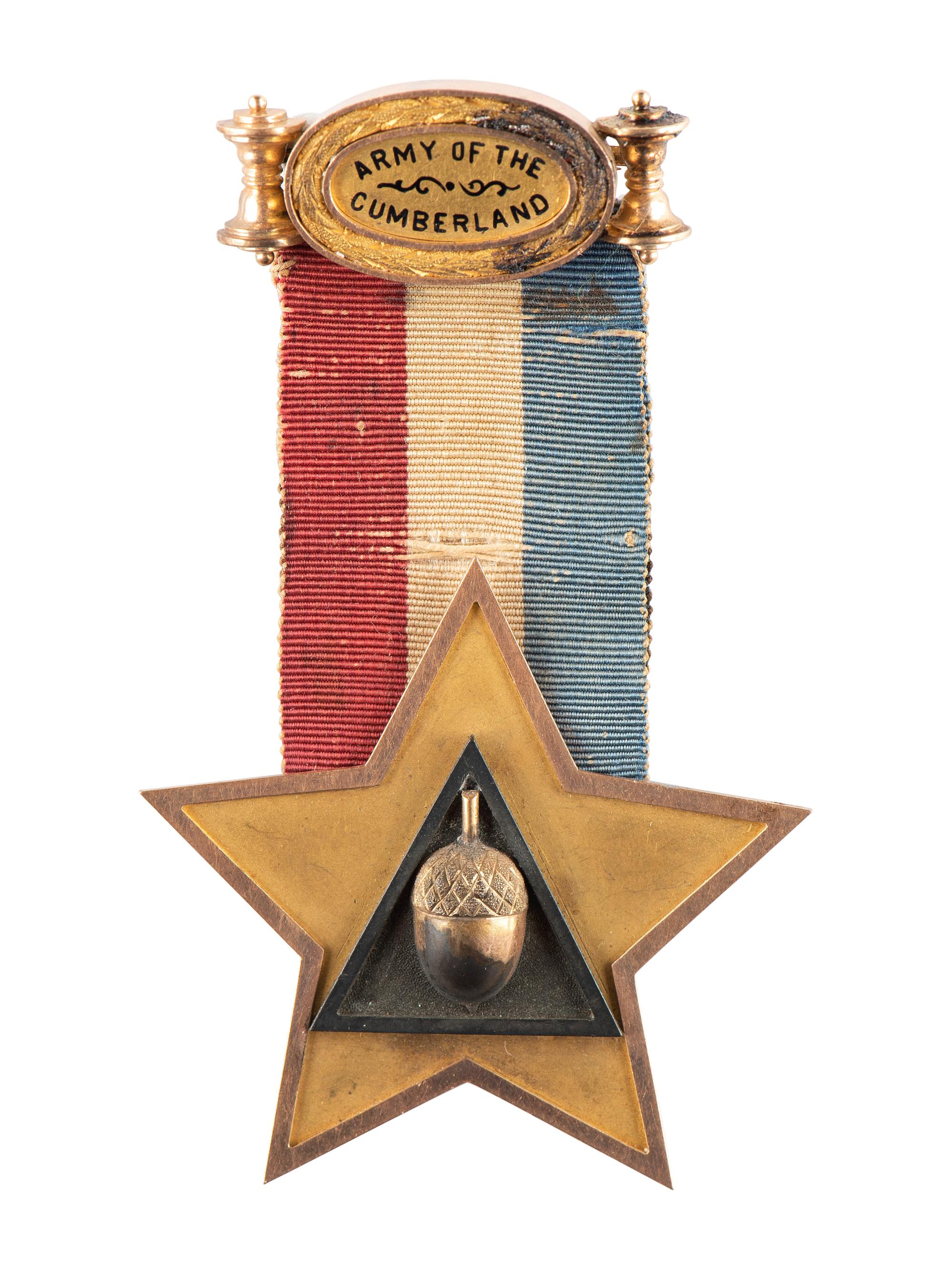 [CIVIL ARMY]. Army of the Cumberland 14K gold badge attributed to Major Green Clay Goodloe, 4th Kentucky Cavalry and 23rd Kentucky Infantry.