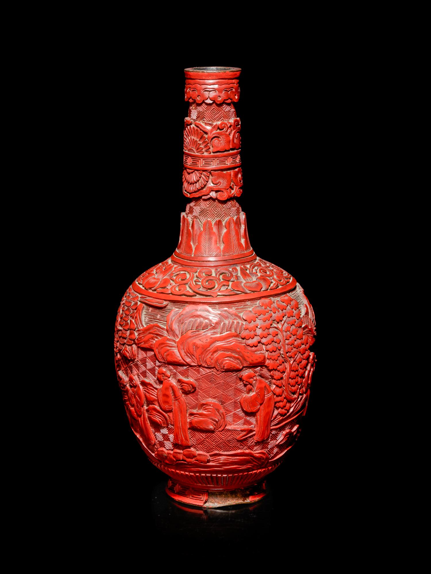 A Cinnabar Lacquer Bottle Vase