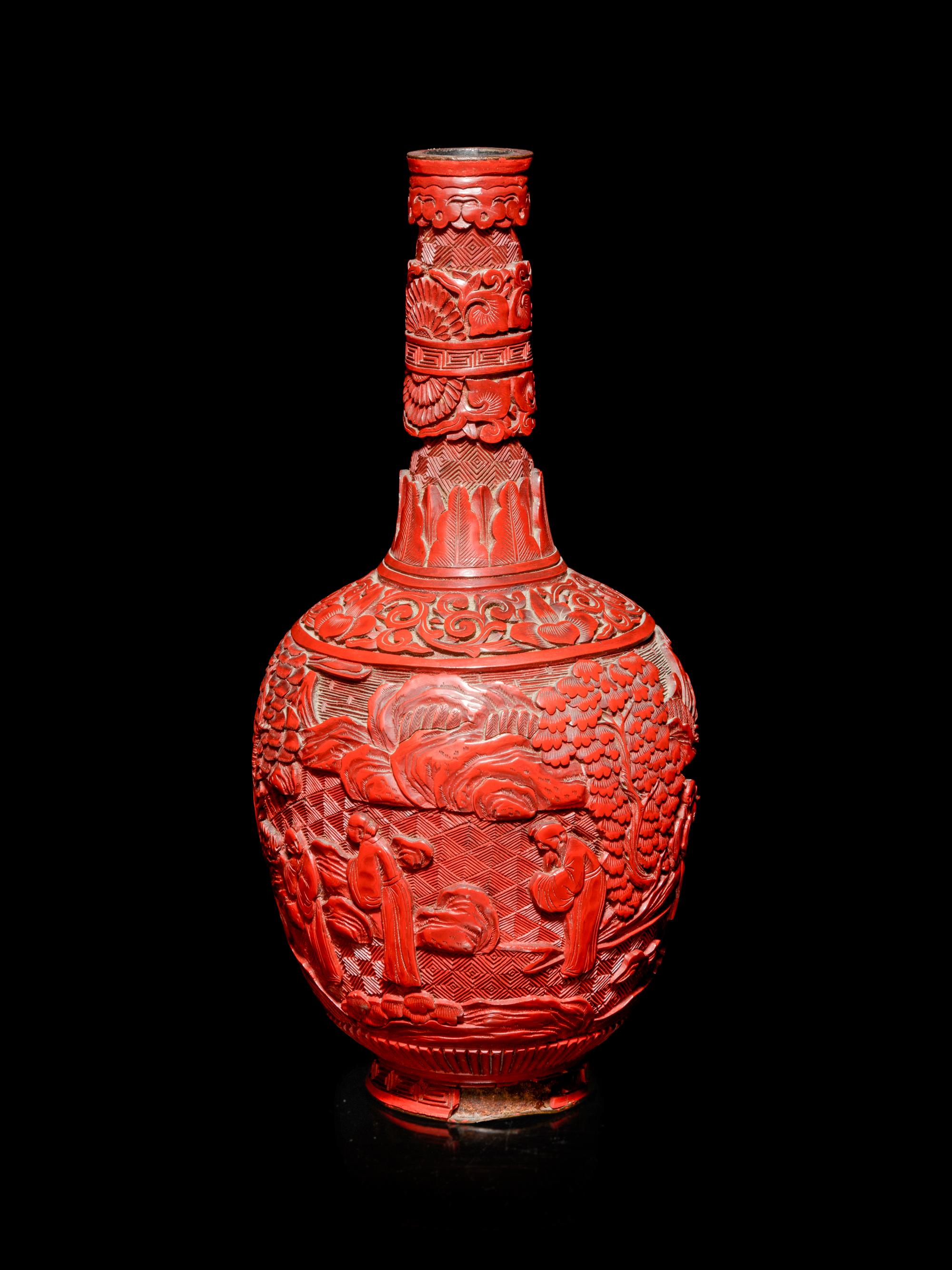 A Cinnabar Lacquer Bottle Vase