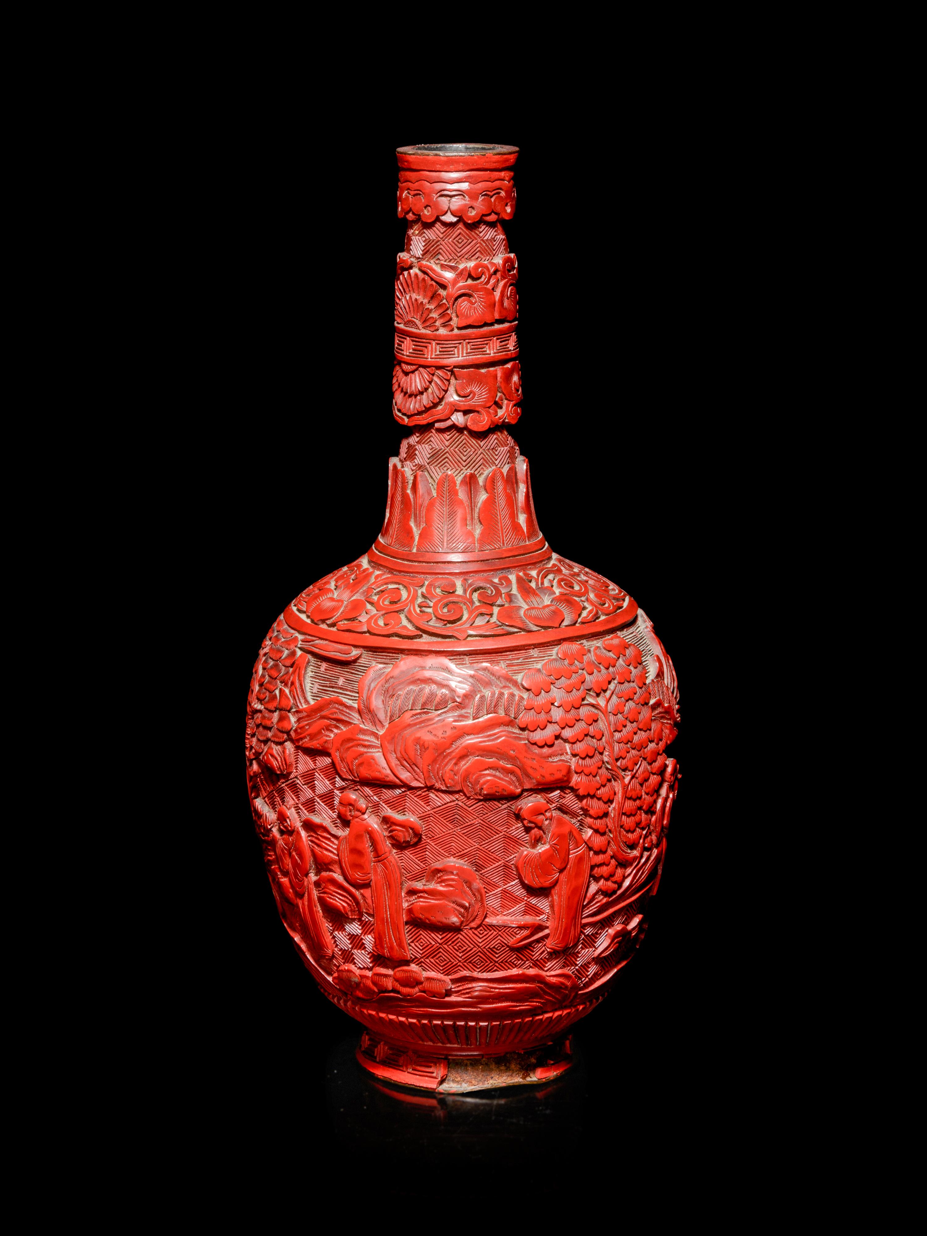 A Cinnabar Lacquer Bottle Vase