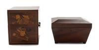 Two English Mahogany Boxes, Height of taller 9 x width 7 5/8 x depth 7 5/8 inches.
