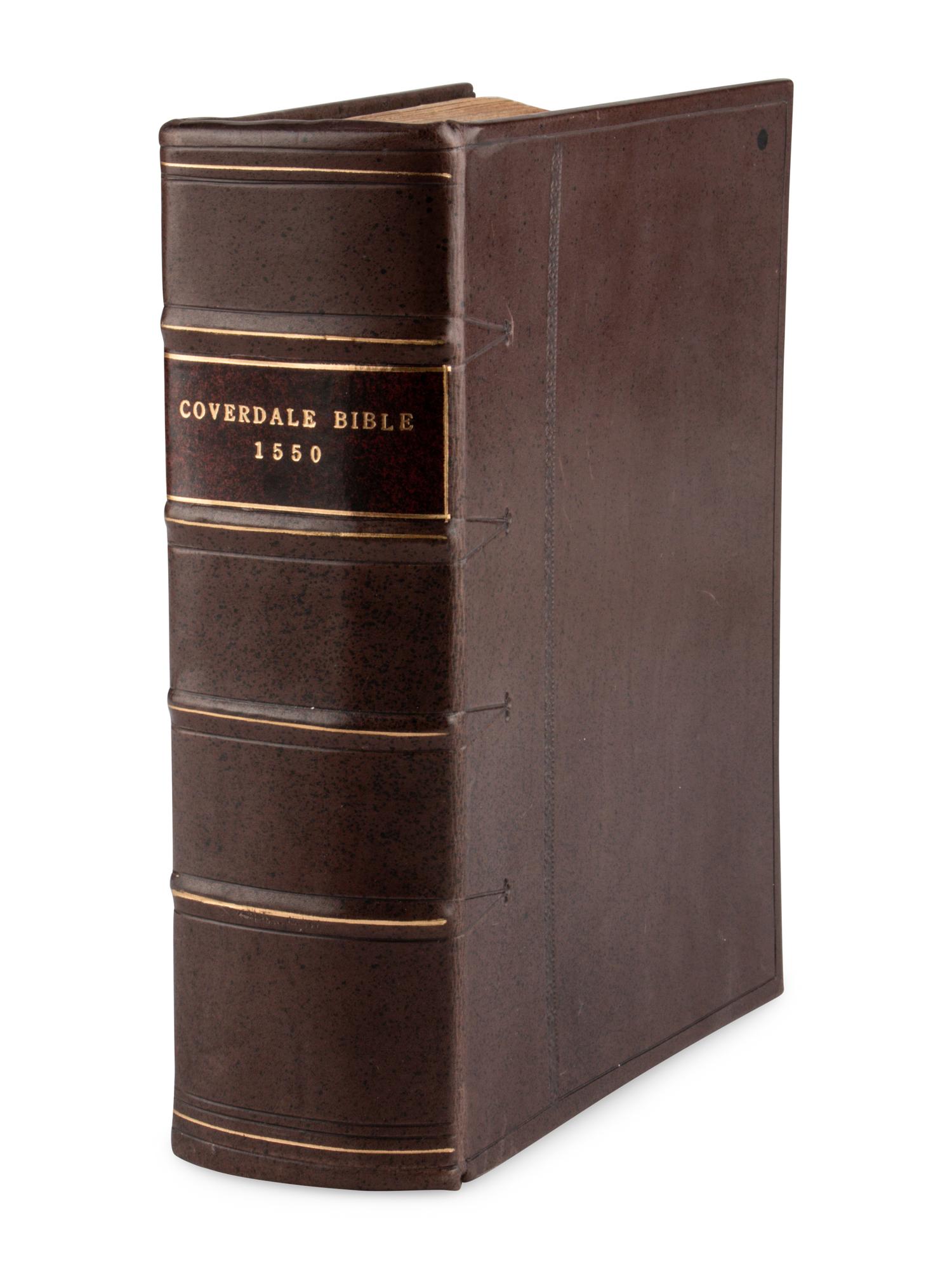[BIBLE, in English, Coverdale's version]. The Whole Byble. That is the Holy Scripture of the Olde and Newe Testament Faythfully Translated into Englyshe by Myles Coverdale . Zurich: Christoph Froschauer and S. Mierdman? for Andrewe Hester, 1550.