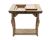 A Moroccan Bone-Inlaid Fruitwood Games Table