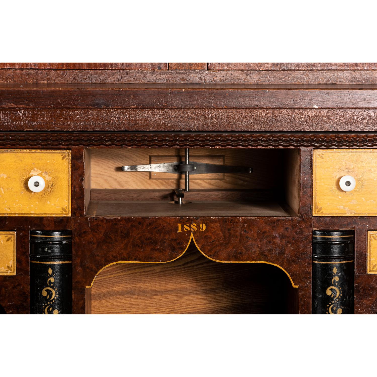 A Walnut and Curly Maple Desk and Bookcase by Jacob Werrey (1838-1893)
