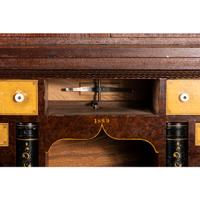 A Walnut and Curly Maple Desk and Bookcase by Jacob Werrey (1838-1893)