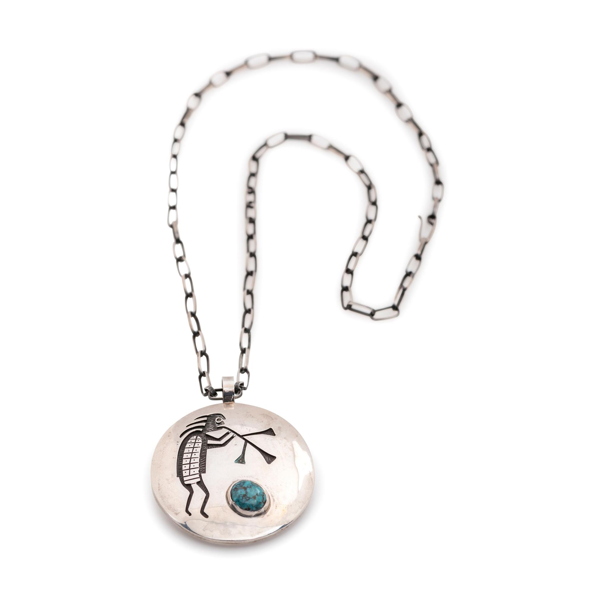 Reversible Silver Overlay and Turquoise Necklace