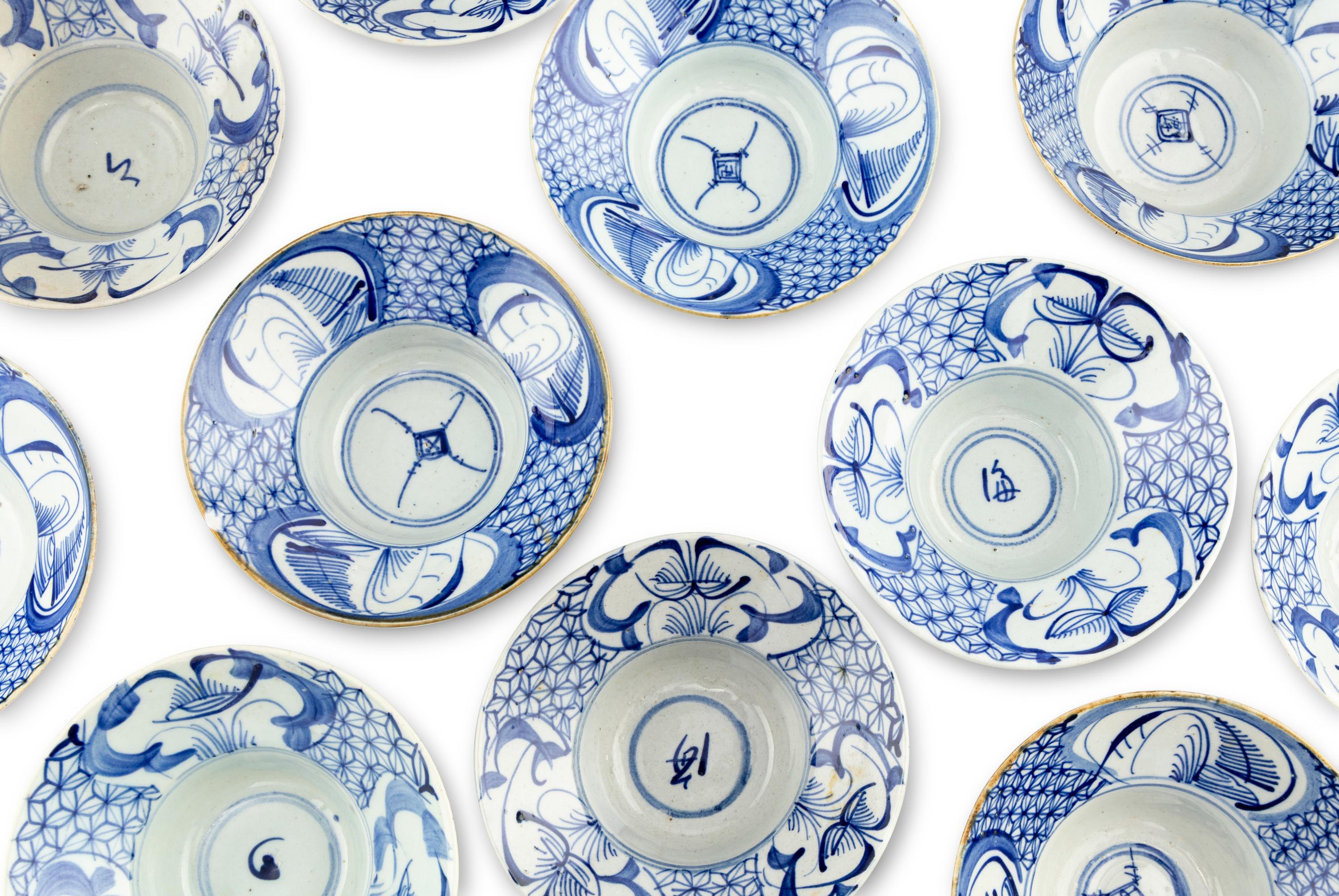 An Assembled Group of Chinese Porcelain Blue-and-White Bowls