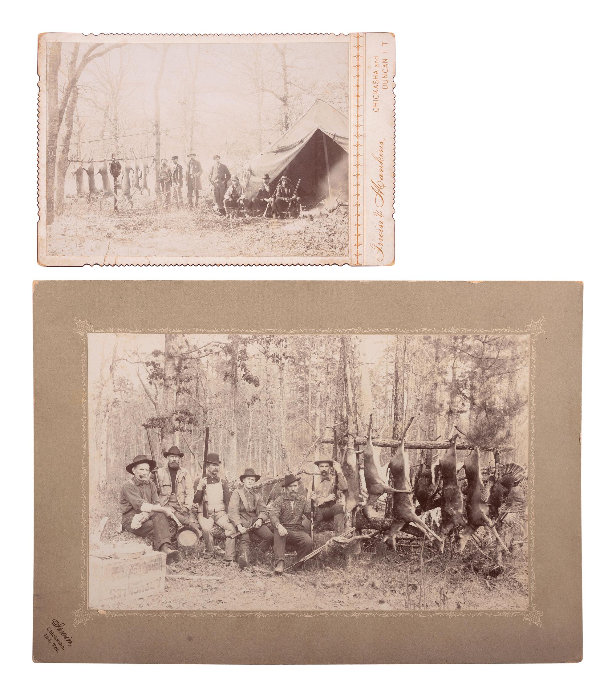 IRWIN, William Edward "Ed" (1871-1935). An archive of 7 photographs of hunting scenes in Indian Territory, Oklahoma, and Texas Hill Country. ca 1880s–1890s.