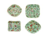 Four Chinese Export Famille Rose Celadon Porcelain Dishes — 19TH CENTURY