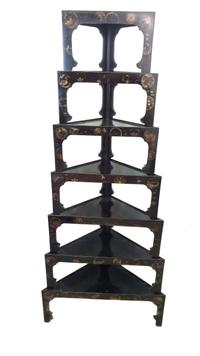 A Chinoiserie What-not Shelf Height 64 1/4 x width 26 x depth 14 inches. — 20TH CENTURY