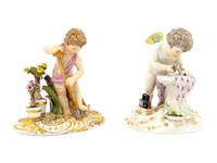 A Group of Meissen Porcelain Cherubic Figures