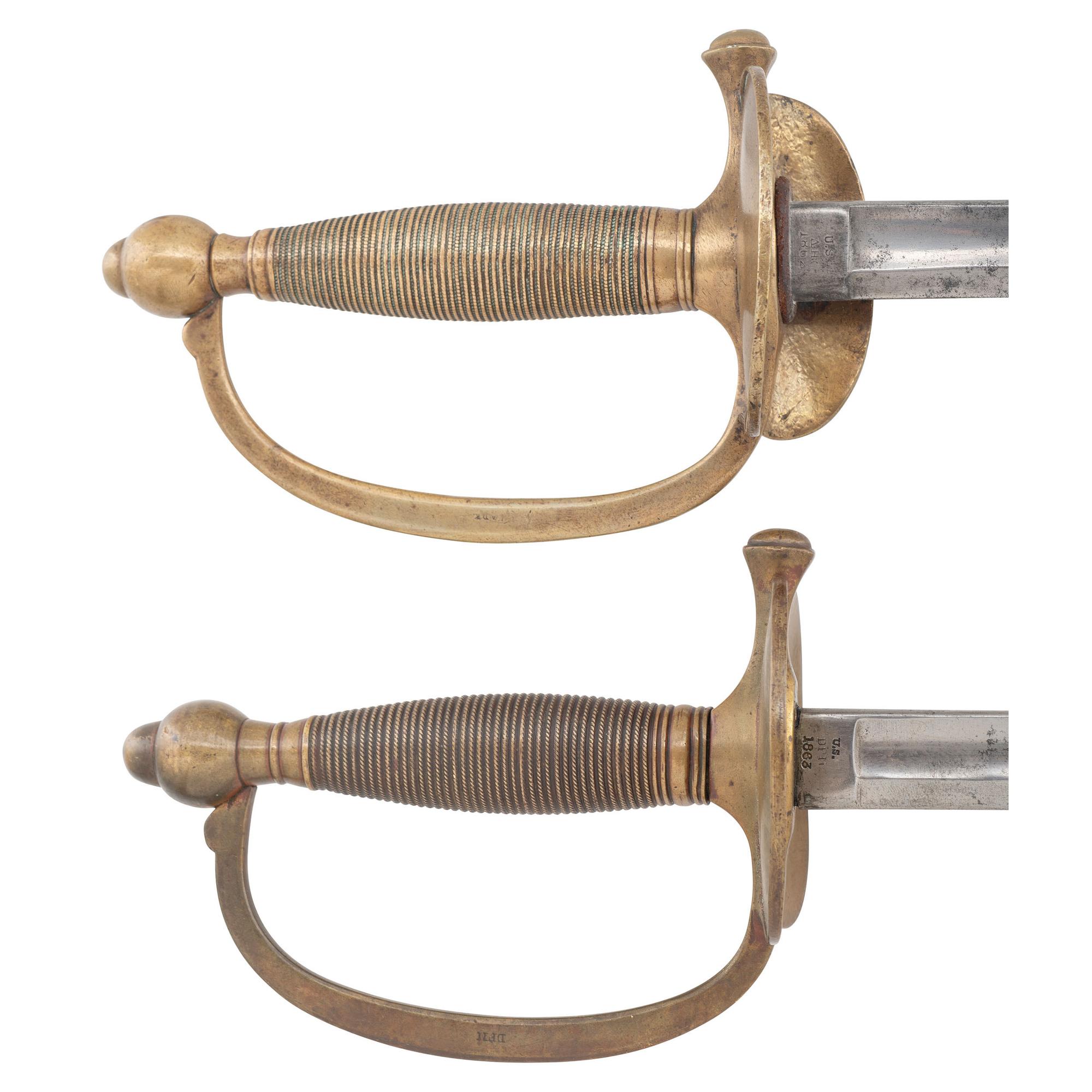Two US Model 1840 NCO Swords with Scabbards