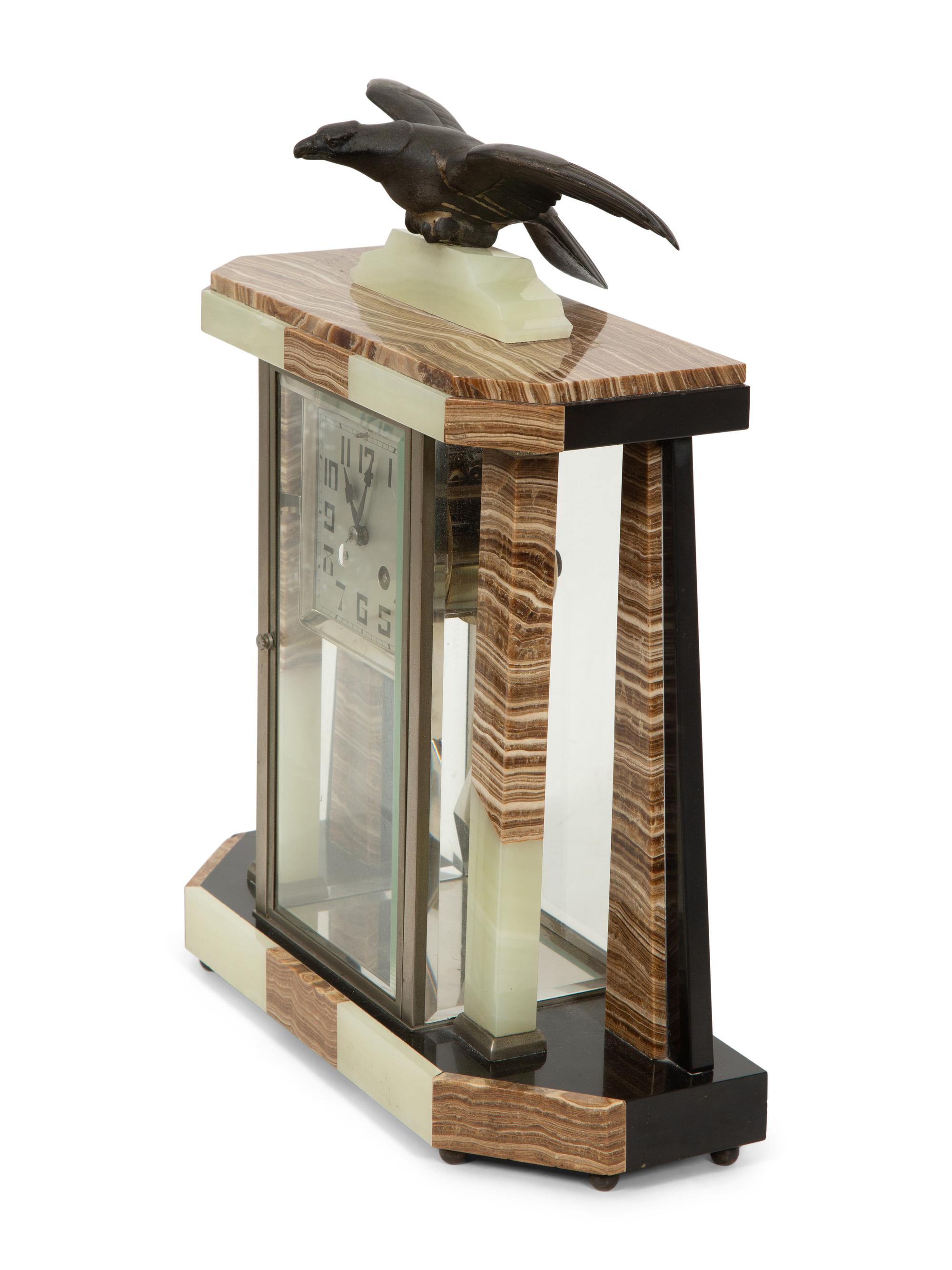 A French Art Deco Onyx Mantel Clock