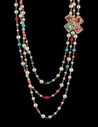 Chanel Faux Pearl, Pink and Blue Bead Necklace, 2017