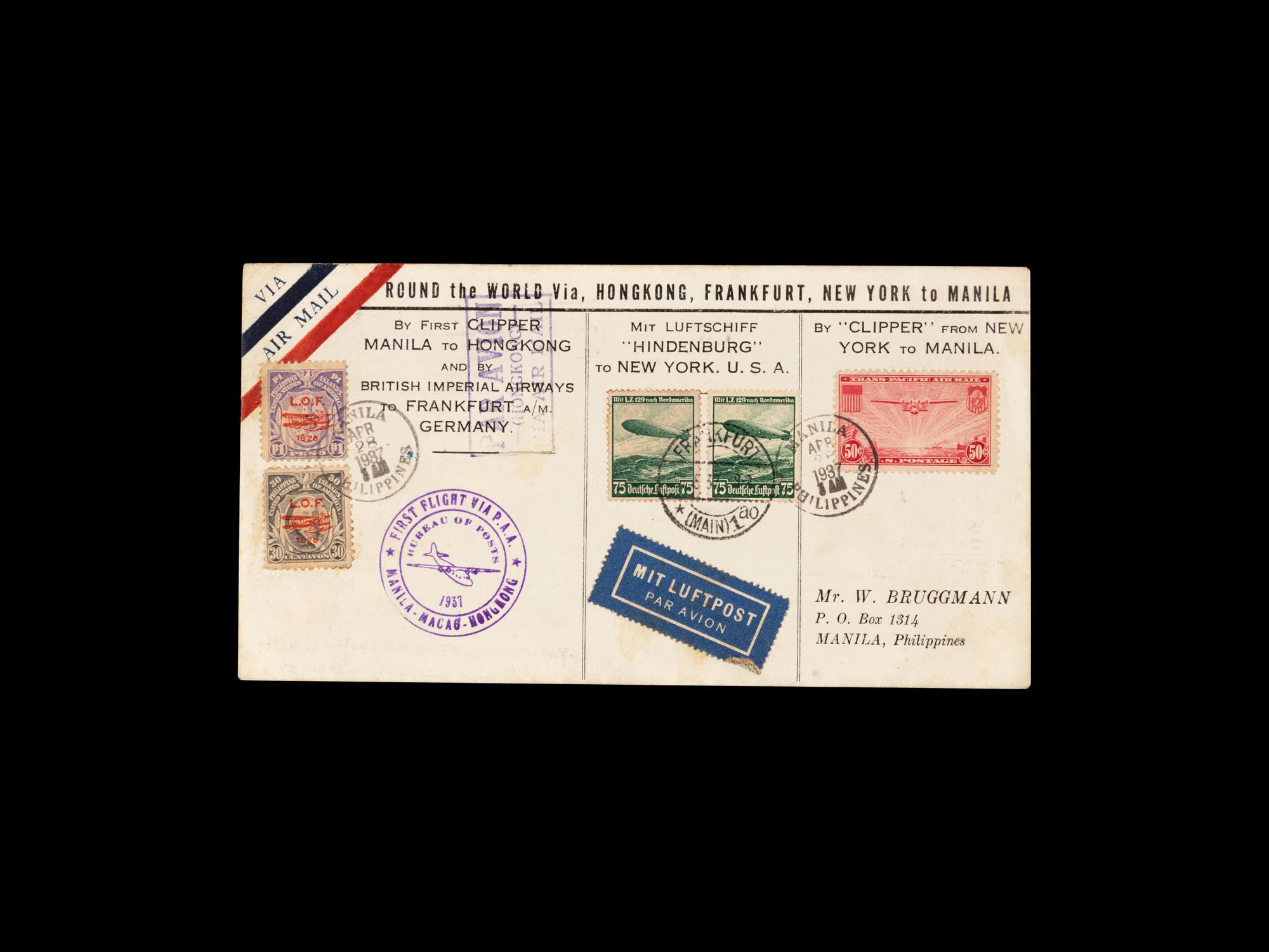 [FLIGHT COVER] 1937-Flight Cover Intended for Hindenburg.