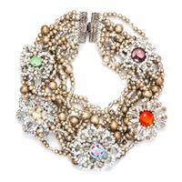 An Eric Beamon Champagne Pearl Beaded Multistrand Choker Necklace,