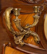 A Louis XV Style Gilt Bronze Mounted Carved Walnut, Kingwood and Vernis Martin Upright Piano